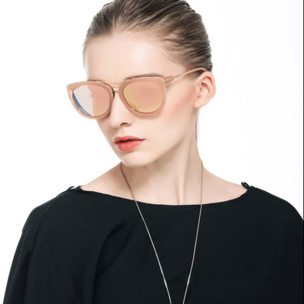 W.ent Metal UV400 Polarized Cat Eye Style Sunglasses,Lightweight Colorful Lens and Fashion Design (pink, pink)