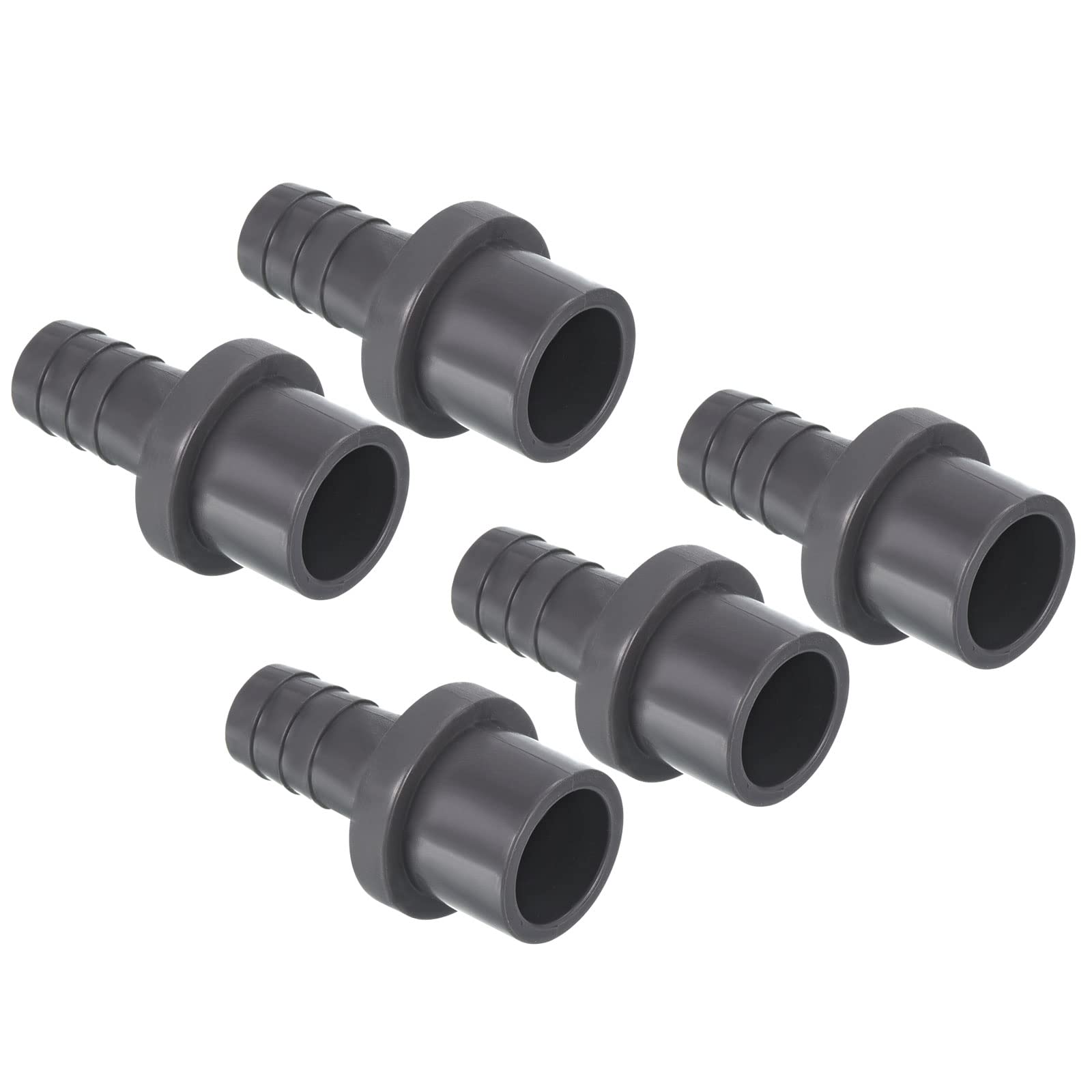 PATIKIL UPVC Reducer Pipe Fitting 20mm OD 13mm Barbed, 5 Pack Straight Coupling Adapter Connector, Grey