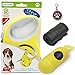 TNY-products Retractable Dog Leash W/ Break and Lock Button - 16 Feet Extendable Tape - Fit for Small/Medium Dogs - Easy To Use - Bag Dispenser Plus Extra Waste Roll and a Dog Tag Attached(Yellow)