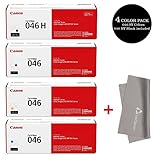 Canon 046 HY Black High Yield Toner with 046 Standard Cyan Magenta Yellow Toners- for Canon Color imageCLASS MF735Cdw, MF731Cdw, LBP654Cdw, MF733Cdw + InkSaver Microfiber LCD Screen Cleaning Cloth