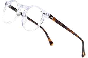 EAREADA Vintage Round Glasses Clear Lens Thick Round Rim Acetate Eyeglasses For Men…