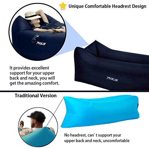 yeacar Inflatable Lounger Air Sofa, Portable Waterproof Indoor or Outdoor Inflatable Couch for Camping Park Beach - Thumbnail 2