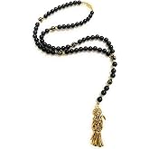 Acrylic Holy death's necklace, rosary style. Collar de la Santa Muerte de acrilico estilo rosario. Grim reaper Y style necklace.