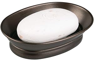 iDesign York Countertop Bar Soap Dish, Metal Soap Holder for Bathroom, Shower, Vanity, 3.87" x 5.5" x 1.4", Bronze