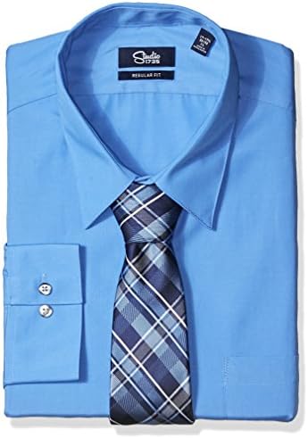 Studio 1735 Men's Dress Shirt Combo Plaid Tie reg Fit, Pacifico, 18-18.5" Neck 34"-35" Sleeve