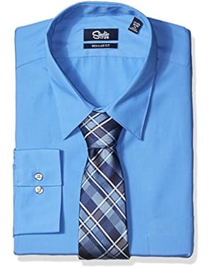 Men's Dress Shirt Combo Plaid Tie reg Fit