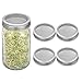 4 Pack Sprouting Lids, Rust Resistant Stainless Steel Sprouting Jar Lid Kit for Wide Mouth Mason Jars Canning Jars, Sprout Germinator Set to Grow Organic Sprout Seeds in House/Kitchen