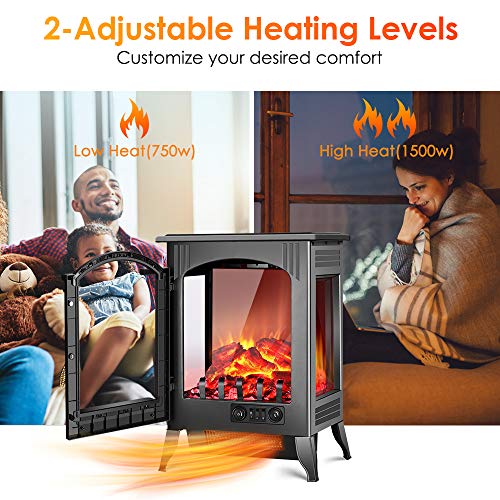 Fireplace Space Heater 1500W / 750W Infrared Electric Fireplace
