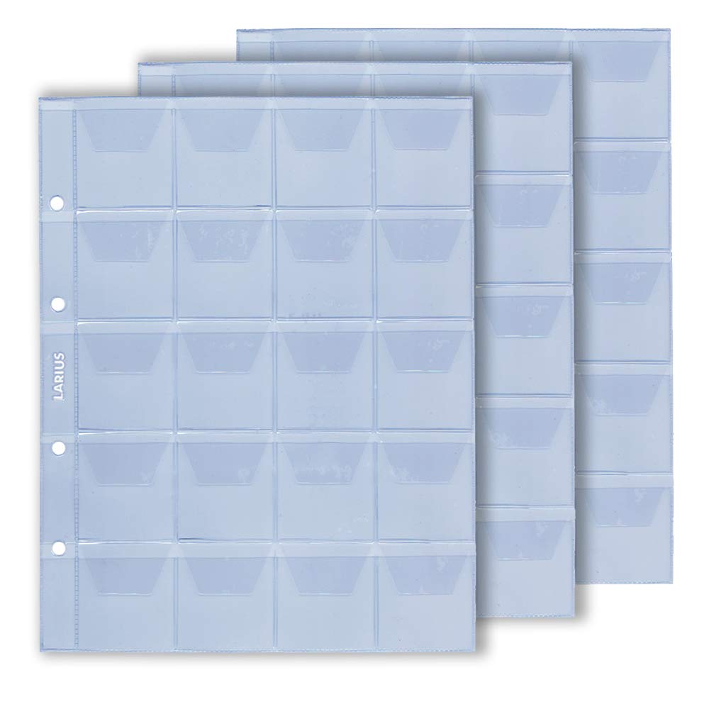 Coin Collecting Sheets - Variable Pockets Pages - Coin Collection Holders Sets (20 Pockets up to Ø41mm, 10 Sheets)