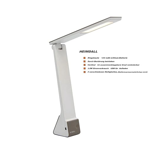 Heimdall Lampada Da Scrivania Led Illuminazione Regolabile 3 Livelli Luminosità Touch Controllo Luce Notturna
