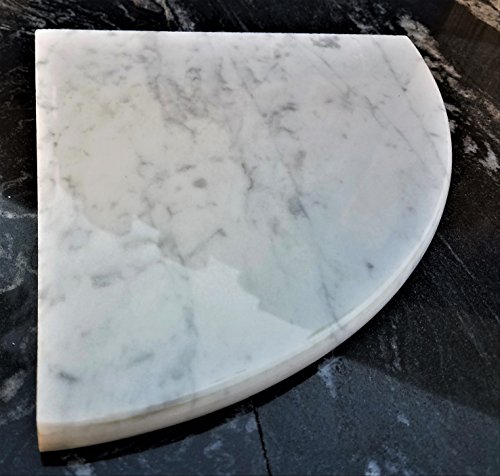 8" Premium Marble Shower Corner Shelf (Carrara Milano) - Both Sides Polished - Stone Bathroom Caddy Bath Soap Dish