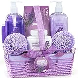 Home Spa Gift Baskets For Women - Bath and Body Gift Basket For Women and Men - Lavender and Jasmine Home Spa Set with Body Lotions, Bubble Bath, Bath Salt and Much More