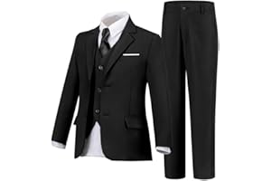 AOWDOY Boys Suits Set Slim Fit Kids Toddler Tux Suit for Teen Boy Wedding Outfit Communion Dress Clothes with Jacket Vest Pants Tie