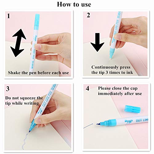 Double Line Outline Pen 8 Colors/Set Double Line Glitter Marker Pen Writing Drawing Pens for Card Making,DIY Art Crafts, Painting