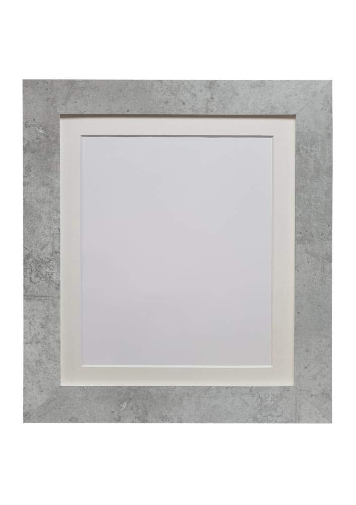 FRAMES BY POST Metro Picture Photo Frame Mineral Grey with Ivory Mount 50 x 40 Image Size 40 x 30 cm Plastic Glass