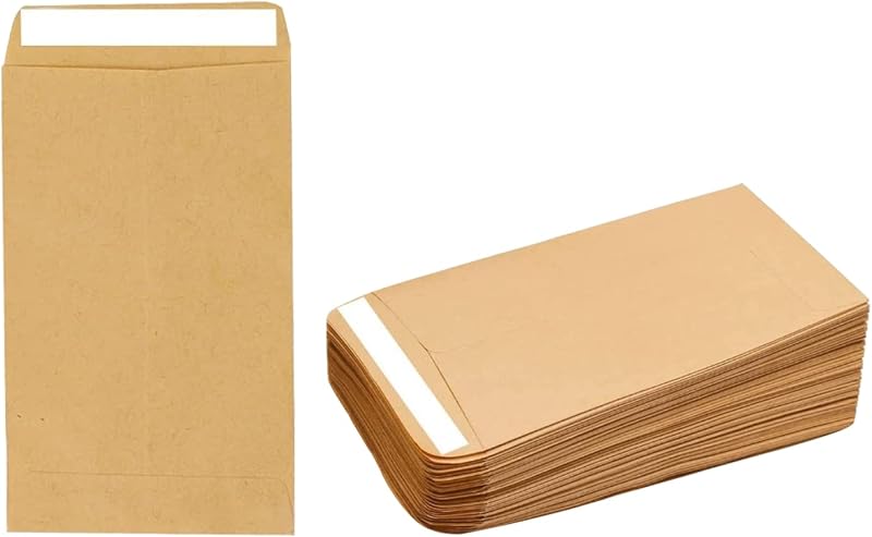 Rowwait 50pcs Small Brown Kraft Envelopes Self Adhesive 6x10cm Seeding Bags