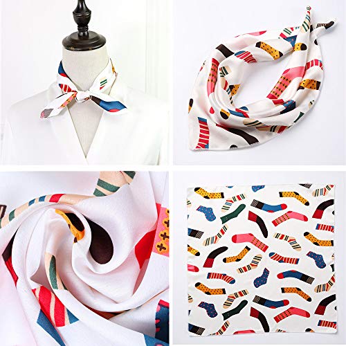image for YMHPRIDE 6 Pcs Fashion Silk Satin Scarf for Women Square Neck Head Sca