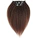 Kinky Yaki Straight Clip in Human Hair Extensions Black Double Weft Brazilian Unprocessed Virgin Hair Clip ins Top Grade 7A 7Pieces/set For African American (70g 10