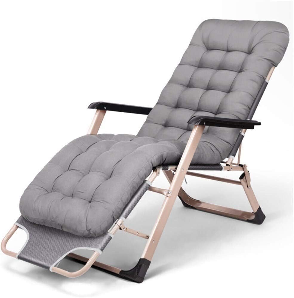 Silla reclinable con tumbonas de jardín plegable de 178 x 67 x 30 cm (gris + alfombra gruesa)