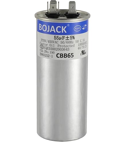 TEMCo 55+5 uF Dual Run Capacitor CBB65, 55/5 MFD, 370-440V, Round