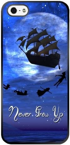 5s Case,iPhone 5 Case,Peter Pan Quotes Never grow up Black Soft Rubber TPU iPhone 5 Scratch-Resistant Protective Case