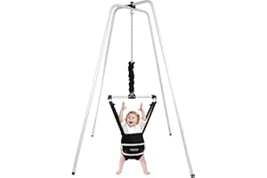Hapbabe 2 in 1 Baby Jumper with Stand, Premium Spring, for Infant 6-12 Months, Baby Walking Harness Function, Easy to Fold and Storage, Black