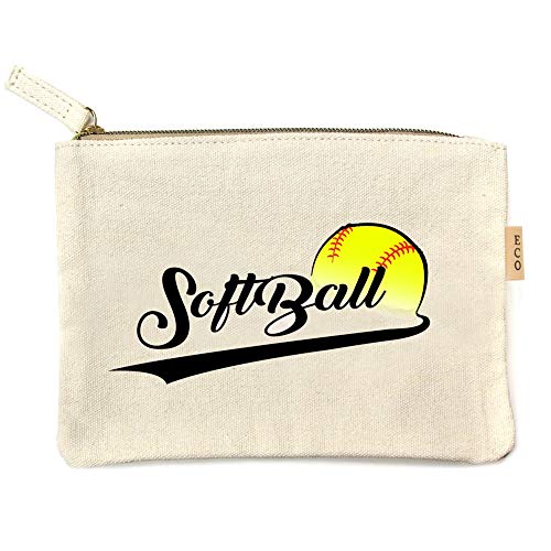 Me Plus Eco Zipper Pouch Stylish Printed, Traveler Organizer, Cosmetic Small Makeup, Students BTS Organization Bag - 22 Pattern options (Softball)