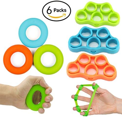 PHIFO Hand Grip Strengthener, Finger Stretcher, 6 PCS Forearm Grip Workout, Relieve Wrist & Thumb Pain, Carpal tunnel, Best Strength Trainer For Athletes, Musicians And Other Finger exerciser Person