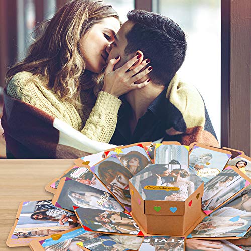 Koogel Explosion Box Set, Kraft Paper Album Gift Box Creative Album Surprise Album Sticker Box for Proposals Making Surprises Birthday Mothers Day Christmas