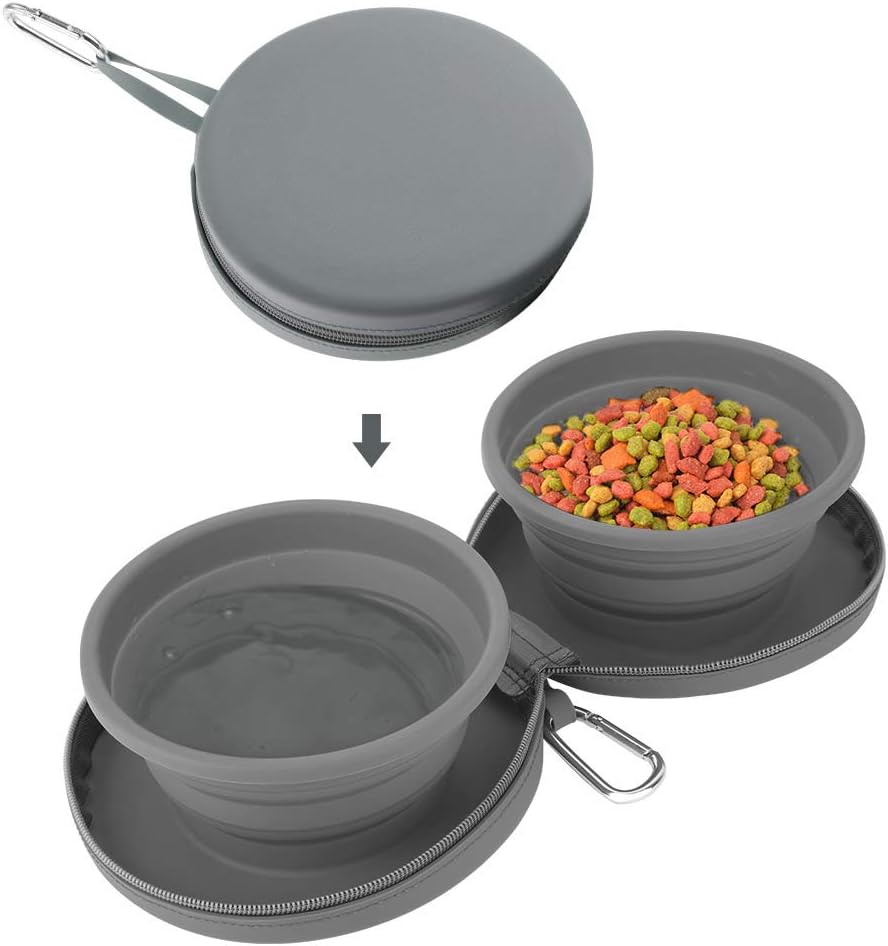 Pawaboo Collapsible Dog Travel Bowls, Foldable Expandable Silicone Feeding Bowl for Cat