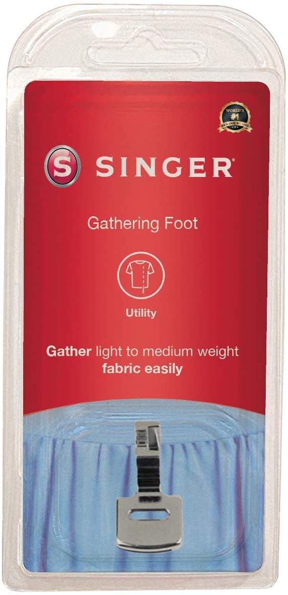 SINGER Gathering Presser Foot for Low-Shank Sewing Machines, Simutaneously Trims & Hems Edges, Zig-Zag and Over-Edge Stitches - Sewing Made Easy