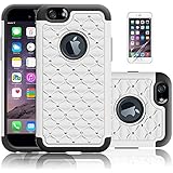 iPhone 6 Plus Case, Sparkle Shimmer Case for iPhone 6 Plus,EC™ Heavy Duty Shock Absorbing Dual Layer Studded Rhinestone Bling Hybrid Protective Case Cover for iPhone 6 Plus 5.5 (White)