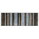 InterDesign Microfiber Stripz Bathroom Shower and Tub Accent Rug, 60 x 21, Mocha/Gray