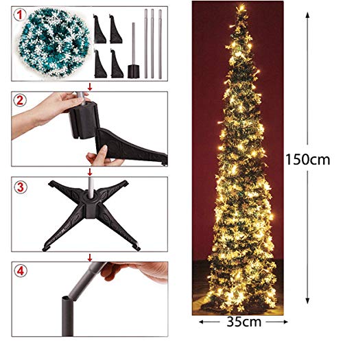 PopUp Artificial Christmas Tree with 100LED Lights,Collapsible Pencil