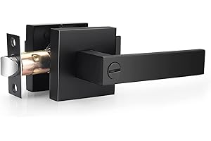 Probrico Matte Black Bed Bath Door Lever Heavy Duty Privacy Door Handle, Keyless Door Lock Interior Bathroom Bedroom Door Han