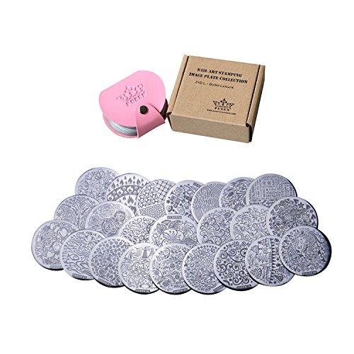 PUEEN Nail Art Stamp Collection Set 24B-L STAMPING BUFFET - LEISURE - NEW Set of 24 All You Can Stamp Full Size Stamping Image Plates Manicure DIY (Infinite Images With Your Creativity) Now with BONUS Storage Case-BH000415