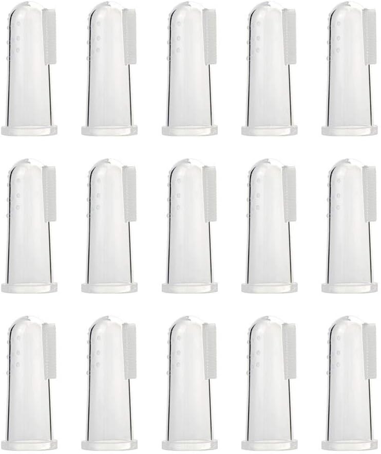 Locisne 15 stücke weiche silikon pet finger zahnbürsten, hundezahn reiniger pinsel hund katze zähne reinigung zahnpflege für hunde katzen(15 * Fingerzahnbürste)
