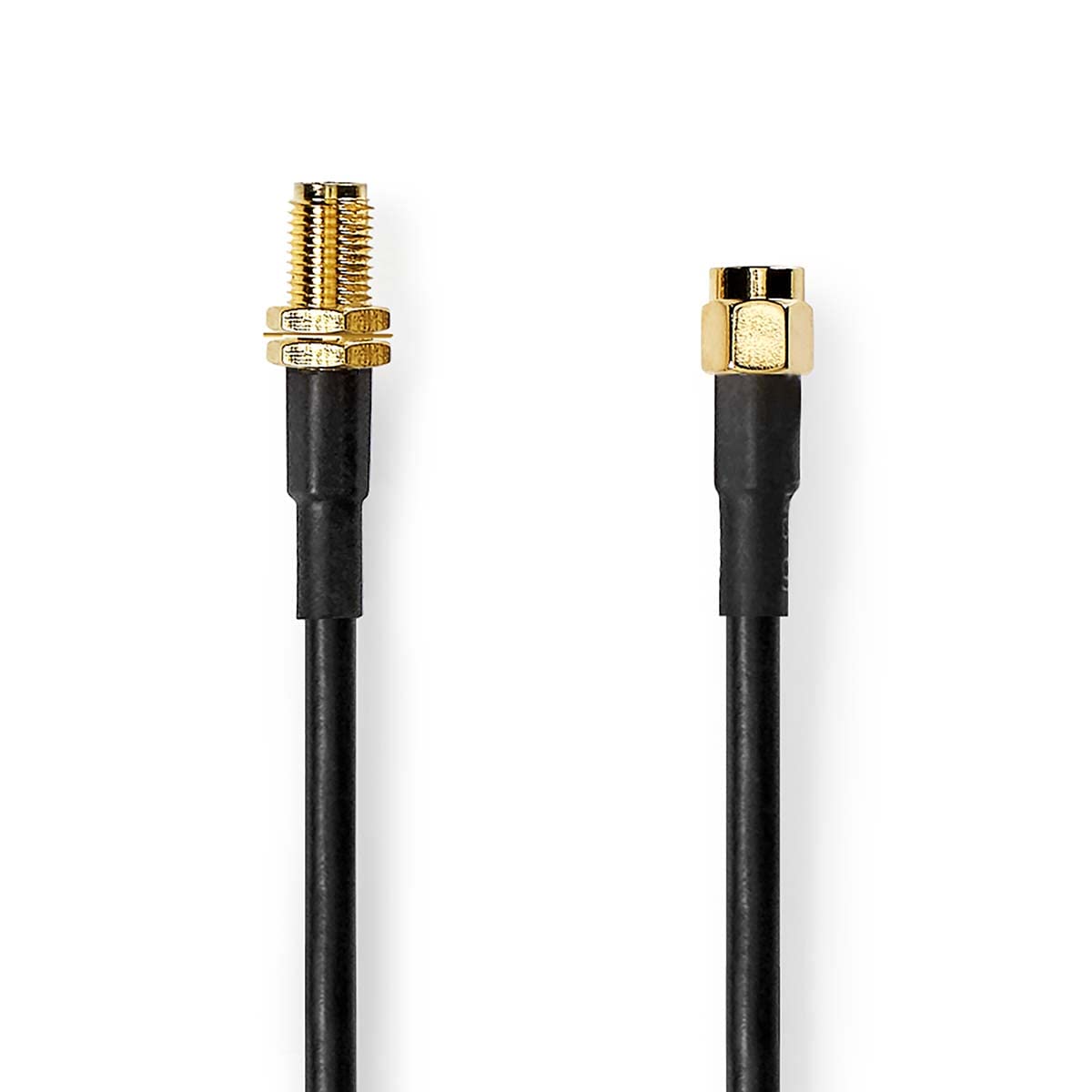 NEDIS CSGP02400BK100 SMA Cable | SMA Male | SMA Female | Gold Plated | 50 Ohm | Double Shielded | 10.0 m | Round | PVC | Black | Polybag