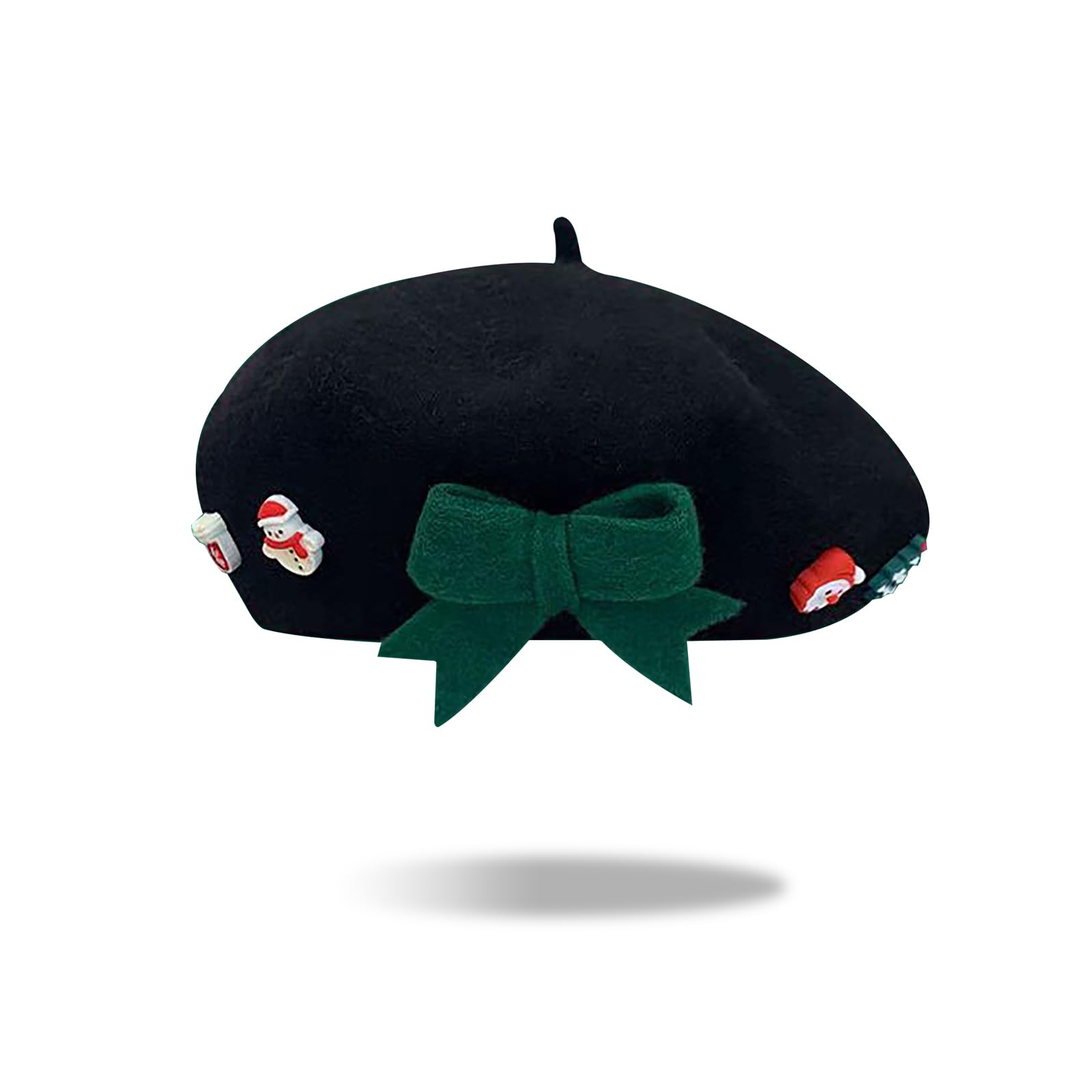 TAGVO Christmas Hat, Women Wool French Style Beret Hat Soft Warm Christmas Beret Hats Outdoor Vintage Xmas Hats for New Year Festive Party