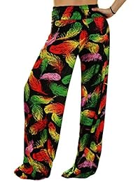 Uptown Apparel Tall (5'6 "~ 5'10") pantalones de pierna ancha con curvas para dama, Palazzo Plegable sobre la cintura.
