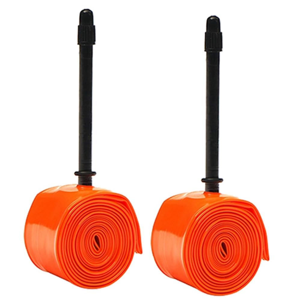 Acbmveen 2Pcs Road Bike Ultralight TPU Inner Tube, 700 X 18-32C, French Valve, Orange