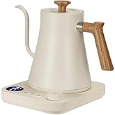 Electric Gooseneck Kettle, 304 Stainless Steel Electric Tea Kettle Temperature Control Pour-Over Coffee and Tea Pot 1200W Qui