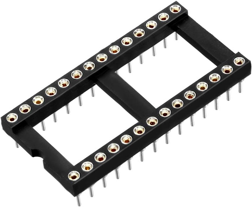 sourcing map 6pcs DIP IC Chip Socket 2.54mm Pitch 28 Round Pins Solder 2 Row