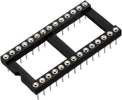 sourcing map 6pcs DIP IC Chip Socket 2.54mm Pitch 28 Round Pins Solder 2 Row