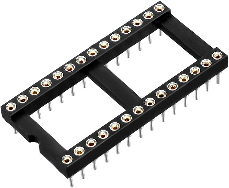 sourcing map 6pcs DIP IC Chip Socket 2.54mm Pitch 28 Round Pins Solder 2 Row