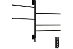 P&Bhusri Towel Warmers, Rotating Towel Rack Electric Towel Warmer with Built-in Timer, Heated Towel Racks for Bathroom, Hard-Wired/Plug-in,Black
