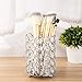 Feyarl Crystal Makeup Brush Holder Office Pen Pencil Holder Pot Candle Holder Votive Candle Lantern for Wedding Home Christmas Deco Gift (Silver)