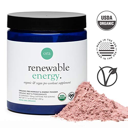 Ora Organic Natural Pre-Workout Powder - Vegan Energy Supplement, Jitter-Free Focus - Made with Organic Beet Powder - Energy Boost Pre-Workout for Women and Men - Pomegranate Beet Flavor, 30 Servings