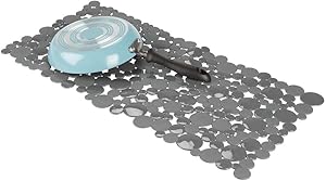 mDesign Adjustable Kitchen Sink Dish Drying Mat/Grid - Plastic Farmhouse Sink Protector, Cushions Sinks, Stemware, Wine Glasses, Dishes - Quick Draining Bubble Design - Extra Large, 25.2" Long - Gray