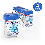 Mentos Always White Sugar-Free Chewing Gum with Xylitol, Peppermint, Valentines Day Gifts, 100 Piece Bottle (Pack of 4)